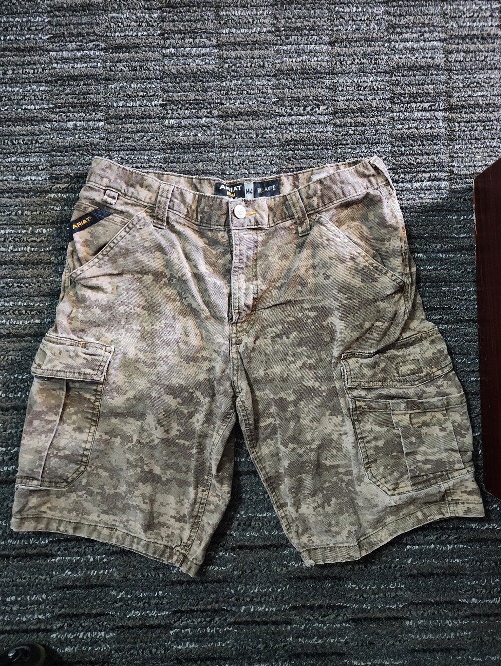 Ariat Cargo Shorts Rebar M4 Relaxed Mens 32 Olive Green Digital Camoflage Work